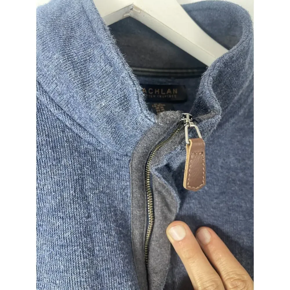 Lachlan Sweater Mens Extra Large Blue Cotton British Pullover Quarter Zip N203